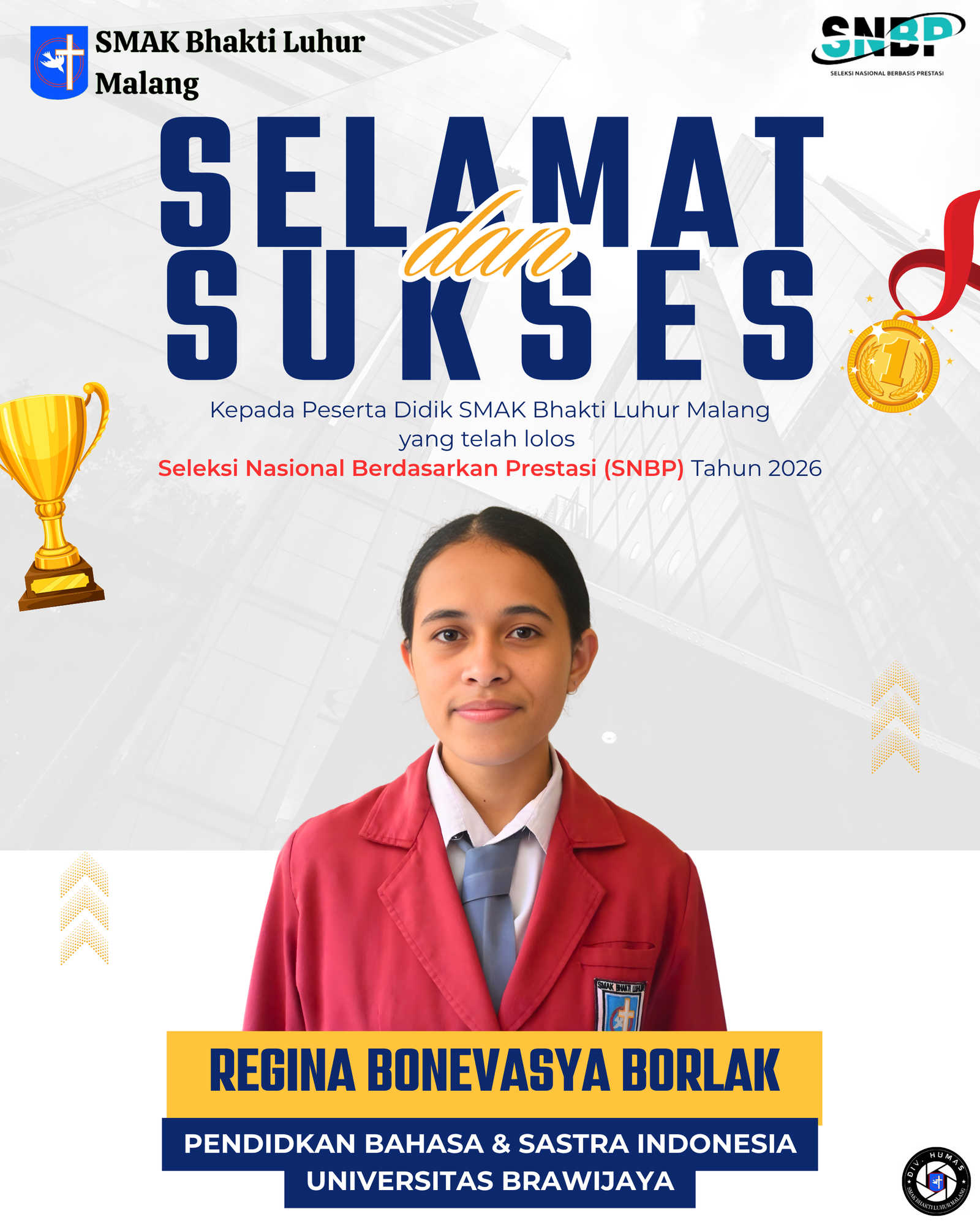 Tembus Universitas Brawijaya, Siswi SMAK Bhakti Luhur Malang Lolos Jalur SNBP 2026